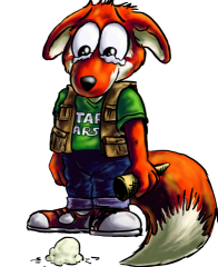 Small fox with dropped ice-cream cone.